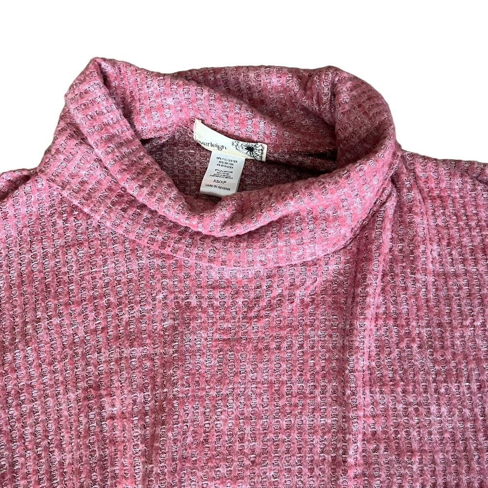 Everleigh‎ Sweater Women’s Size XS Cowl Neck Tunic Top Mauve Long Sleeve Waffle - Picture 3 of 9